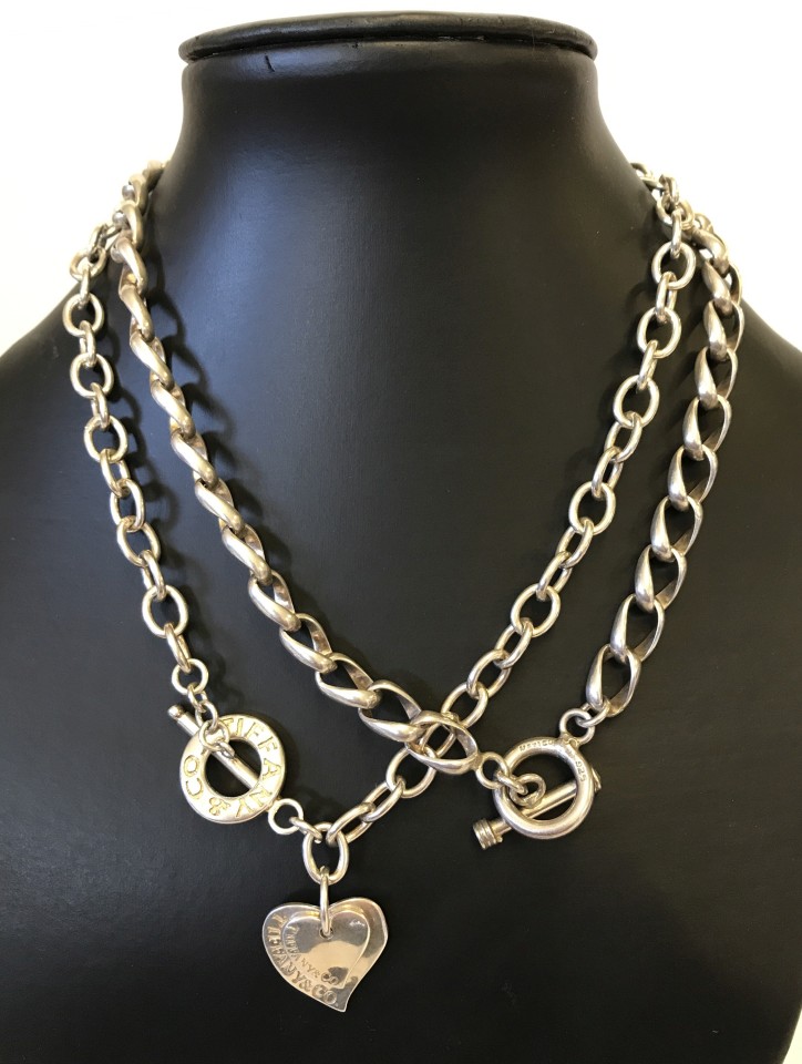 2 heavy large link chain necklaces.