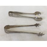 2 pairs of hallmarked silver sugar snips. A Walker & Hall spoon ended pair hallmarked Sheffield 1936