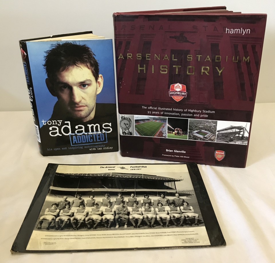 Arsenal F.C. - 2 hardback books and a 1976-1977 team photo.