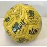 A Norwich city leather football signed by players from 2002-2003 season.