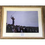 Original golfing photo of Tiger Woods teeing off at Troon 1997.