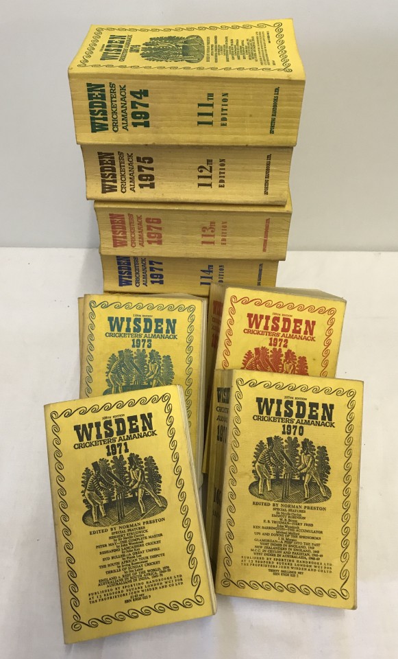 10 Vintage Wisden cricketers almanacks.