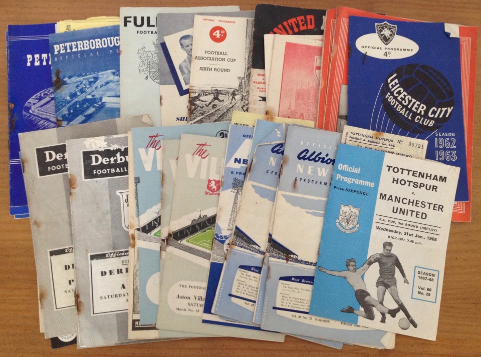 A collection of 35 assorted football programmes and 11 tickets.