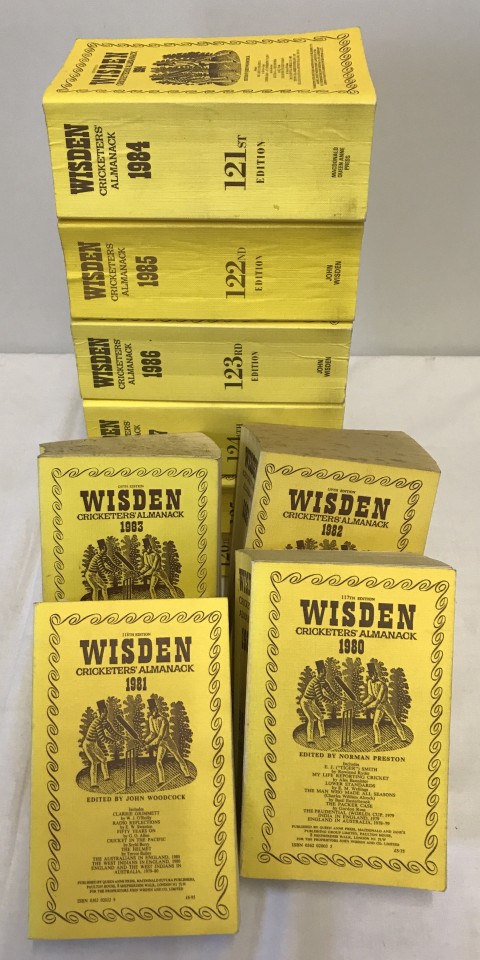 10 vintage Wisden cricketers almanacks.