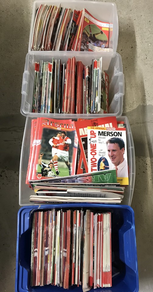 4 boxes of Arsenal home programmes circa mid 1980's onwards.