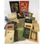 A box of assorted Russia Interest ephemera and items.