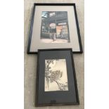 2 oriental framed & glazed pictures.