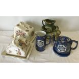 A box of large ceramic items to include James Kent Renton tea pot with stand and matching water jug.