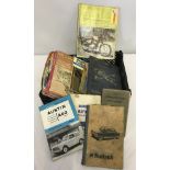 A collection of vintage car & motor cycle manuals and motor sports programmes.
