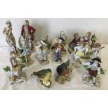 A collection of small ceramic figurines and ornaments.