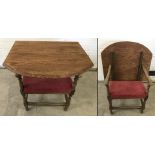 An antique oak chair table or Hutch table.