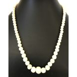 Carved bone bead necklace.