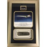 A signed framed and glazed piece of Concorde compressor blade.