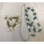 2 necklaces and a bracelet made from natural stones.