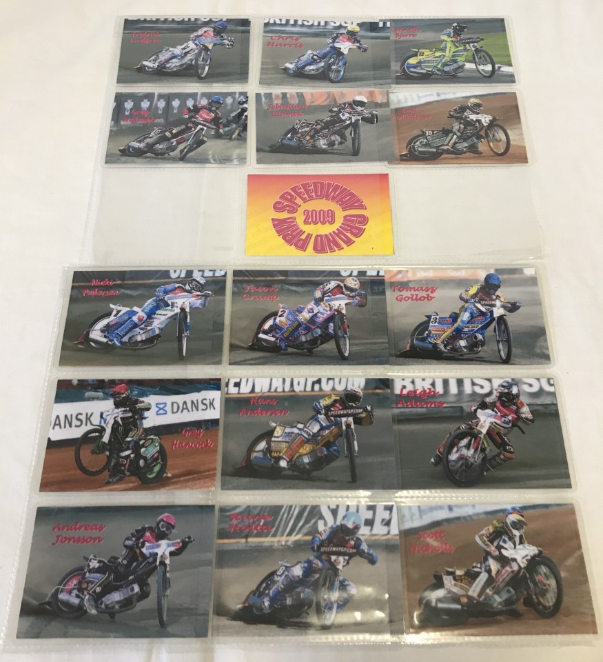 A set of 16 Speedway Grand Prix 2009 riders cards.