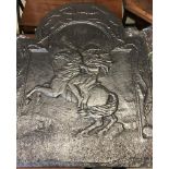 A French cast iron fireback depicting Napoleon crossing the Alps.