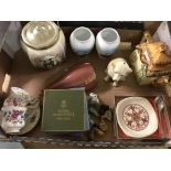 A box of assorted misc ceramics.