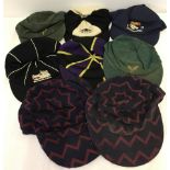 8 vintage and modern floppy cricket caps.