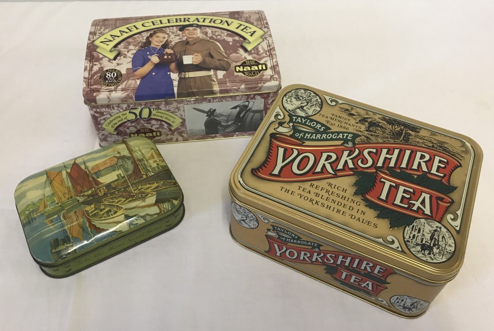 A sealed 1995 50th Anniversary NAAFI Limited Edition celebration tea tin.