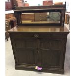 A vintage mahogany mirror backed chiffonier with single front drawer and two doors cupboard.