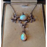 Edwardian opal and diamond set necklace.