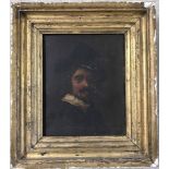 18th/19th Century Dutch School - oil on oak panel 'Portrait of man in a hat'.