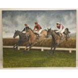 Peter Deighan (Irish) horse racing oil on canvas.