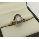 9ct gold dress ring set with a Rose de France amethyst.