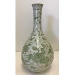 Chinese tube lined long necked vase decorated with birds.
