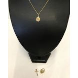 Small 9ct gold pendant (a/f) on a 9ct gold chain.