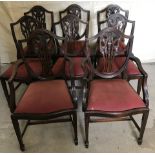 8 Victorian mahogany dining chairs - 6 plus 2 carvers.