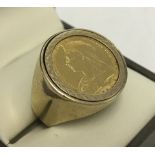 A Victorian half sovereign signet ring.