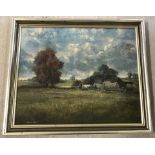 Alfred Saunders - oil on hardboard of a Norfolk Countryside scene.