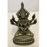 A brass or polished bronze Hindu goddess Avalokita figure.