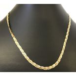 9ct tri-colour gold plaited 3 string necklace.