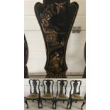 4 x 19th century Japanese black lacquer dining chairs.