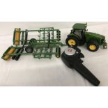 Siku remote control John Deere 8345R tractor with Amazone BBG 6000 Centaur Cultivator.