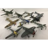 10 mixed diecast military model aircraft.