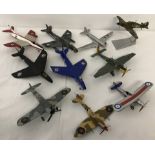 10 Corgi diecast military aircraft models. To include British and German.