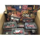 A quantity of boxed and unboxed mixed diecast cars, trucks and trains.