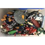 A very large collection of action figures and vehicles to include Marvel, DC and Power Rangers.