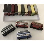 A tray of 14 assorted Corgi collectors double decker buses from The Original Omnibus Company.