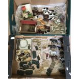 2 boxes of vintage lead farm animals and scenery.