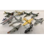 10 mixed diecast model aircraft.