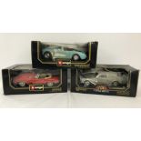 3 boxed Burago cars 1/18 scale.