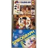 Prehistoric animals and Magic Roundabout vintage Rotadraw sets together with boxed Spirograph.