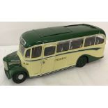 A Sun Star diecast Bedford OB bus, in cream and green.