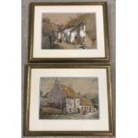 Alex Gibson - pair watercolours Scottish street scenes.