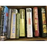 A box of 10 military related information and fiction books.