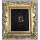 After Rembrandt - oil on wood panel of a Gentleman in a beret.